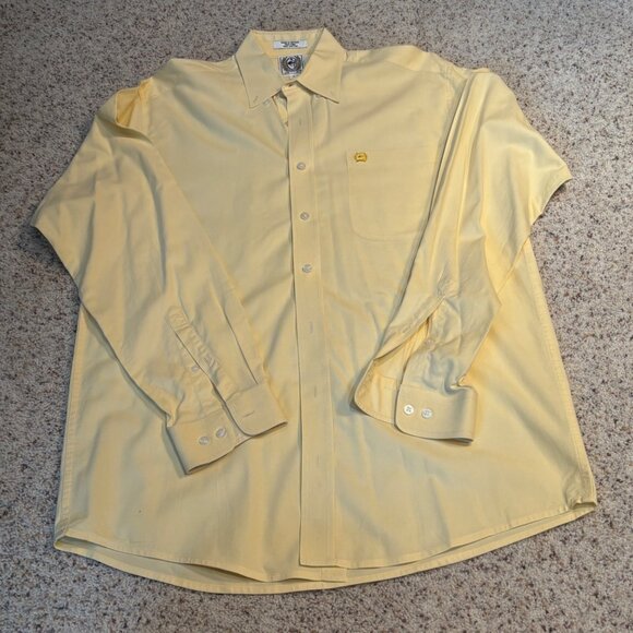 Cinch Mens Yellow Long Sleeve Cotton Shirt Size Small - Picture 2 of 10